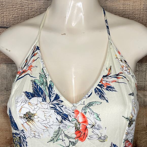 Minkpink Garden Party Halter Dress V-Neck Ivory Floral Size Medium - Picture 2 of 12